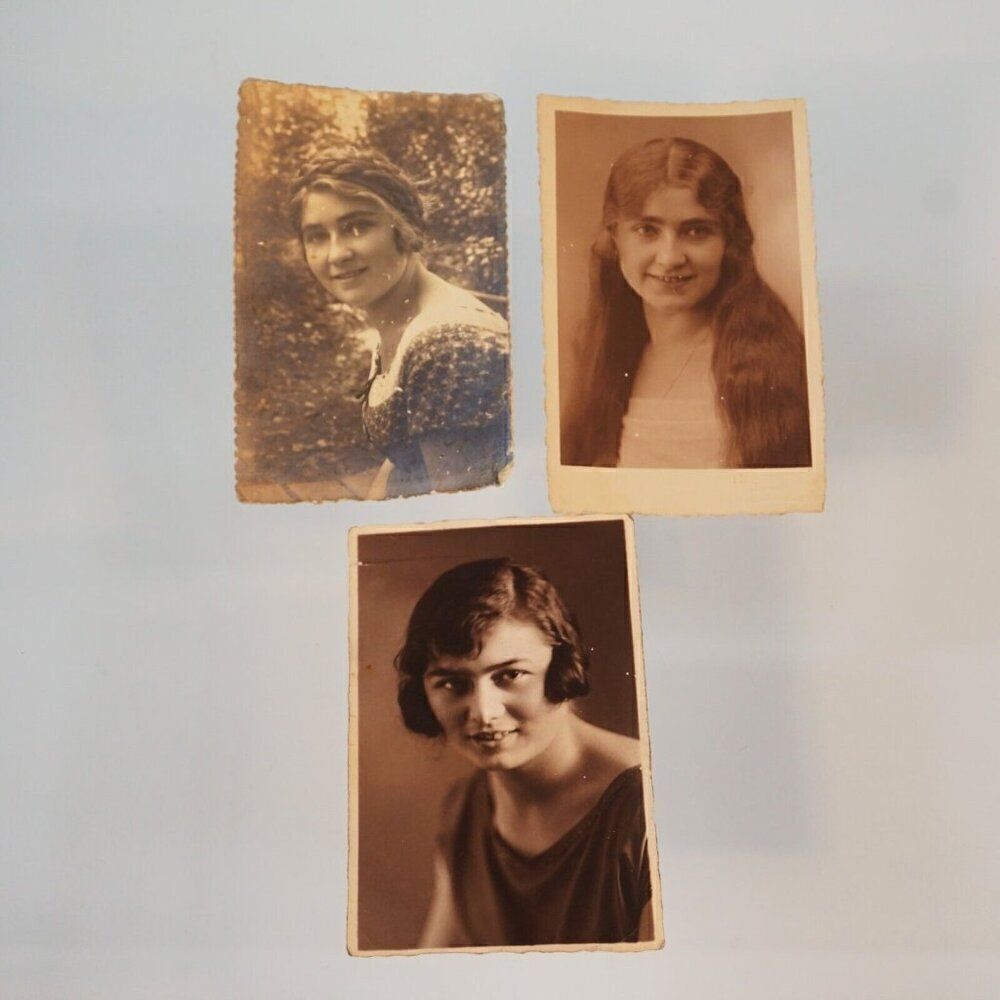 Young Lady 3 Antique Vintage Real Black And White Photos Germany